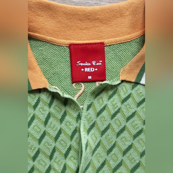 Smoke Rise RED Maison Embroidered Green Knit 2-Piece Short Set - Size M - Picture 8 of 8